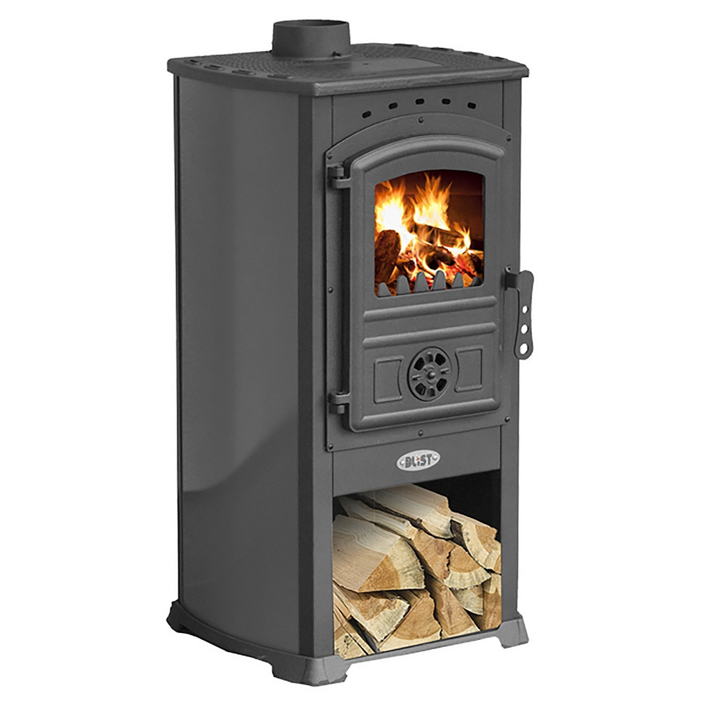 Чавунна піч-камін BLIST ZAR сіра 8 кВт печі чавунні опалювально варильні для дому та дачі