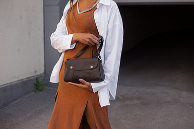 Жіноча шкіряна сумка Френкі, натуральна Вінтажна шкіра, колір коричневый, відтінок Шоколад