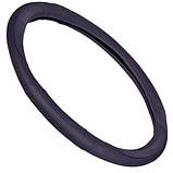 Чохол на кермо L (39-41см), екошкіра, колір чор. з черв., перфорацією., фото 2