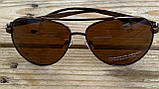Чоловічі сонцезахисні окуляри авіатор скла полароїд Porsche Design коричневі поляризаційні металеві, фото 3