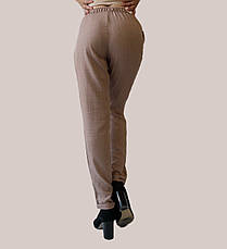 Літні штани з льону-котону No14 БАТАЛ темн. беж, фото 2