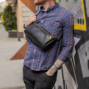 Чоловіча сумка "Модель №55" з натуральної шкіри колір Чорний