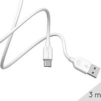 USB - Type-C кабель для смартфона Borofone BX14, 2.4A, Білий, 3m