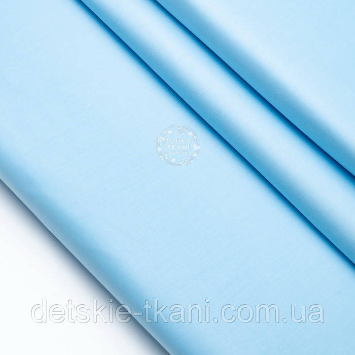Сатин однотонний шириною 160 см середньо-блакитного кольору №4144с, фото 1