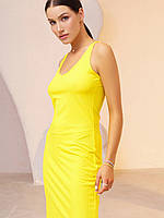 Женское платье из фактурного трикотажа на лето (S, M, L, XL) (цвета: желтый, серый, мята) СП