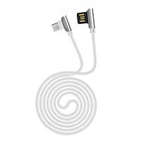 Кабель Usb Micro USB HOCO U42 Exquistile steel 2.4A 1.2m (L-образный, метал.коннект) White