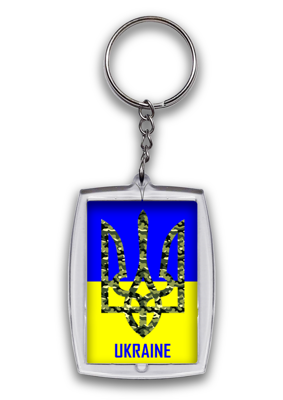 Брелок акриловий патріотичний для ключів двосторонній Україна 55х40 мм №3