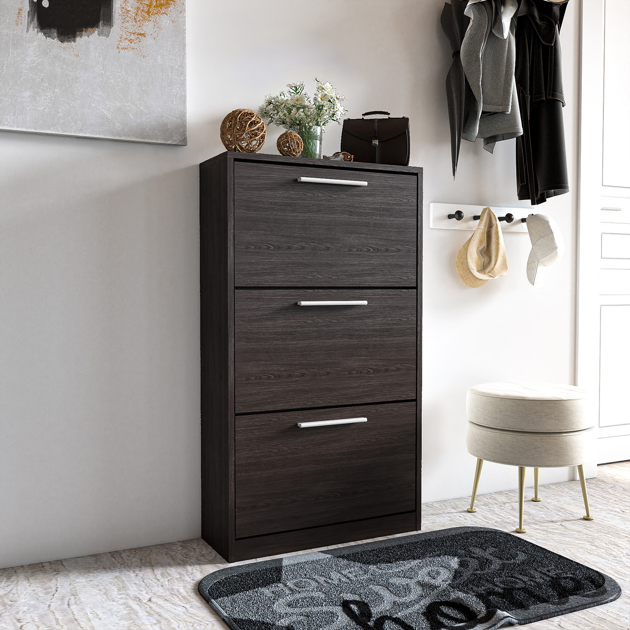 Тумба для взуття Moreli S-21 Ш590/В1200/Г280 Венге темний