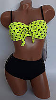 ОПТ Купальник у горошок високі плавки Z.Five 55858 36-44 лимонний на 42 44 46 48 50 розмір, фото 4