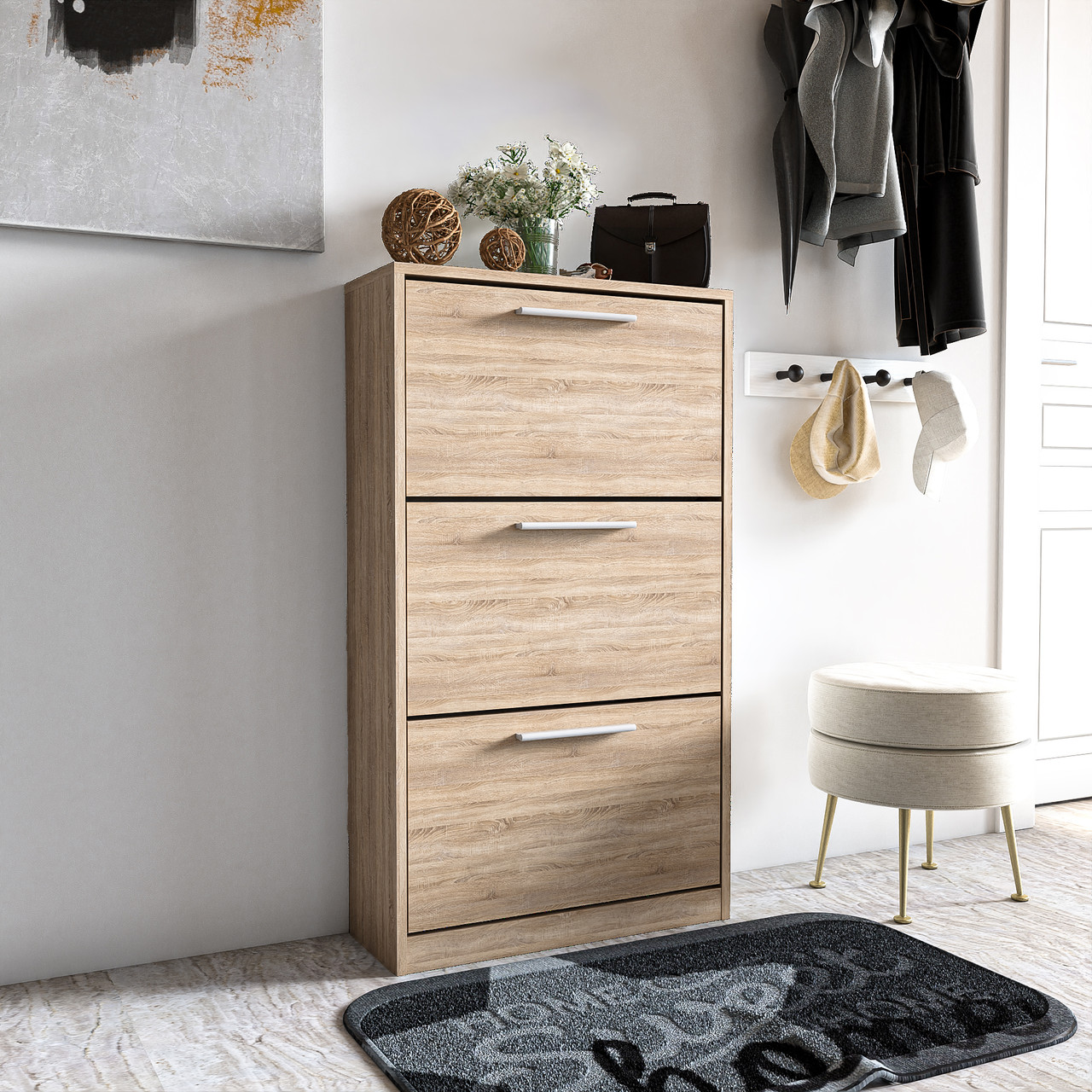 Тумба для взуття Moreli S-21 Ш590/В1200/Г280 Дуб сонома