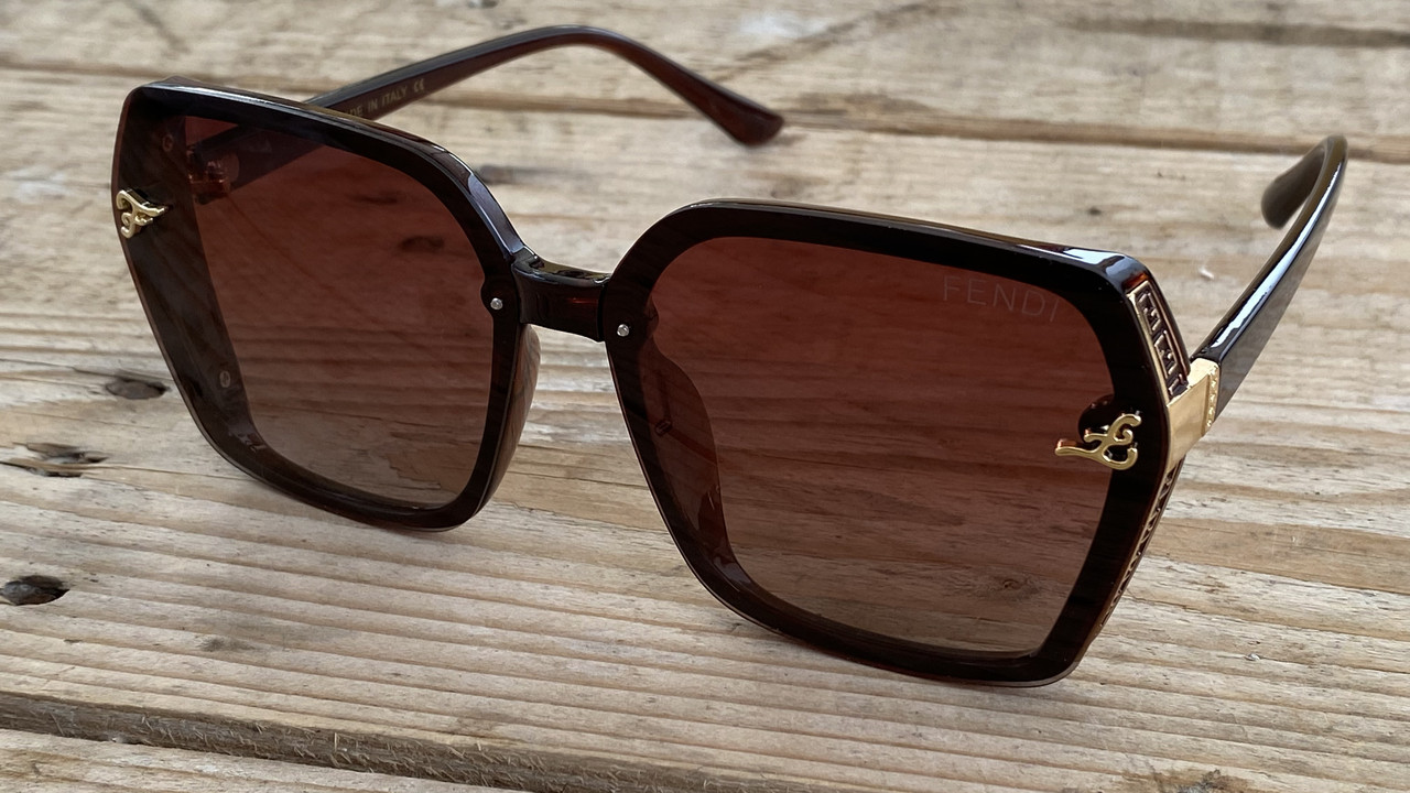 Сонцезахисні окуляри жіночі скла полароїд Fendi жовті коричневі градієнтні поляризаційні