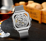 Чоловічий красивий чоловічий наручний годинник Forsining з металевим ремінцем Срібні, фото 9