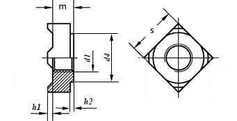 Чертеж гайки DIN 928