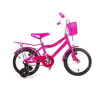 Детский двухколесный велосипед с дополнительными колесами Pink Rose 12"