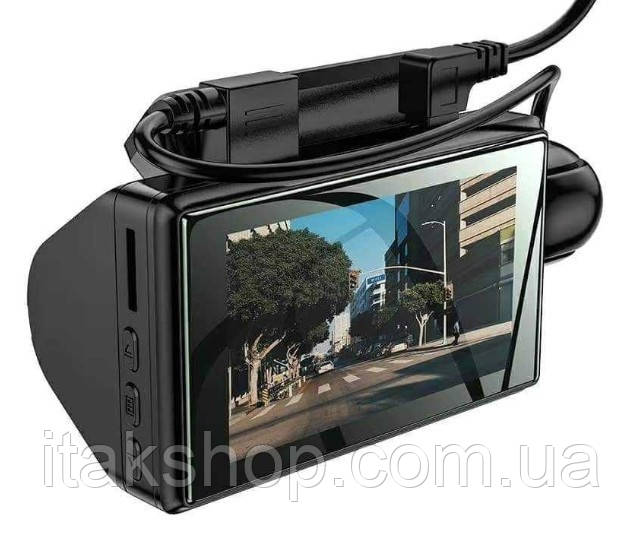 Відеореєстратор для авто Hoco DL07 Plus екран 3.0" (2 камери) Full HD