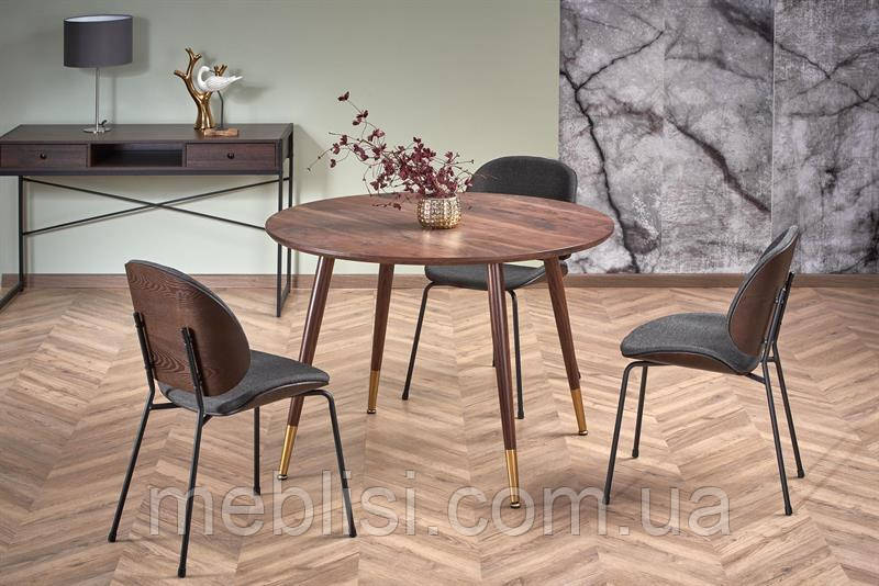 Круглий стіл 110 горіх DOMENICO горіх/чорний 110*110/76/72 (Halmar), фото 1