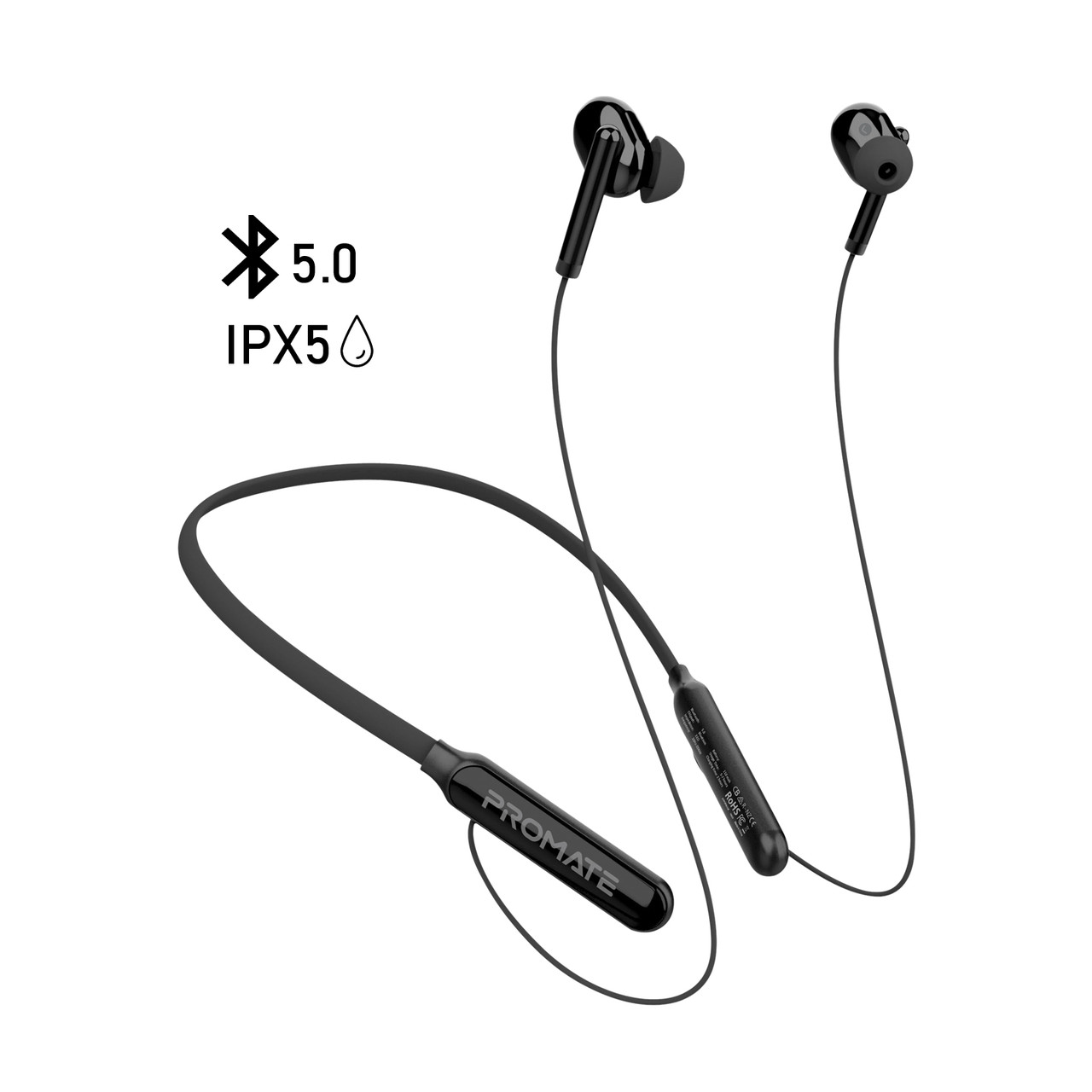 Навушники Promate Quartz Bluetooth 5 IPX5 Black (Уцінка) (ch_quartz.black)