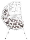 Садове крісло полусфера із ротангу біле DiVolio Arancia DV-035BA з подушкою, фото 3