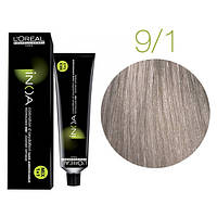 Крем-краска для волос L'Oreal Professionnel INOA 9/1 Очень светлый пепельный блонд 60 мл (4691L')