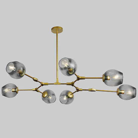 Золотая люстра на 7 ламп Molecule (52-L7731-7 GD+BК), фото 2