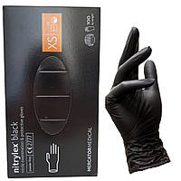 Перчатки нитриловые NITRYLEX черные XS 100 шт (8016L')