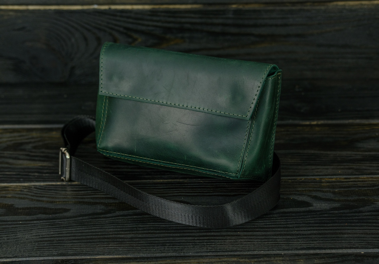 Шкіряна сумка Пазл №1, натуральна Вінтажна шкіра, колір Зелений