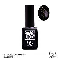 Закрепитель гель-лака с Шимер GO Active Starlike Top Coat №02 Gold 10 мл (16880L')