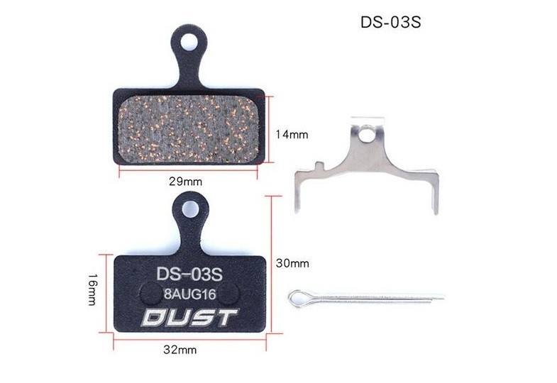 Колодки гальмівні напівметал disc DUST DS-03S Shimano M985/988/785/666/675/615, FSA Force DB-XC-9000