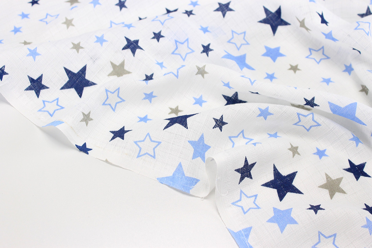 Муслін клітка "Зіркопад" синіх і сірих тонів на білому тлі № 2-98, фото 1