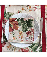 Хлопковая Салфетка на стол для сервировки Цветочный принт Глория Роза, 45х45 см