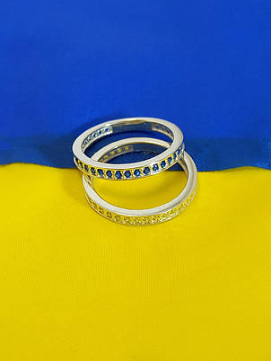 Срібне подвійне кільце Доріжки (Каміні за коло) DARIY 041-2к, фото 1