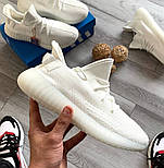 Чоловічі кросівки Adidas Yeezy Boost 350 весна-осінь-літо повсякденні легкі білі. Фото наживо, фото 3