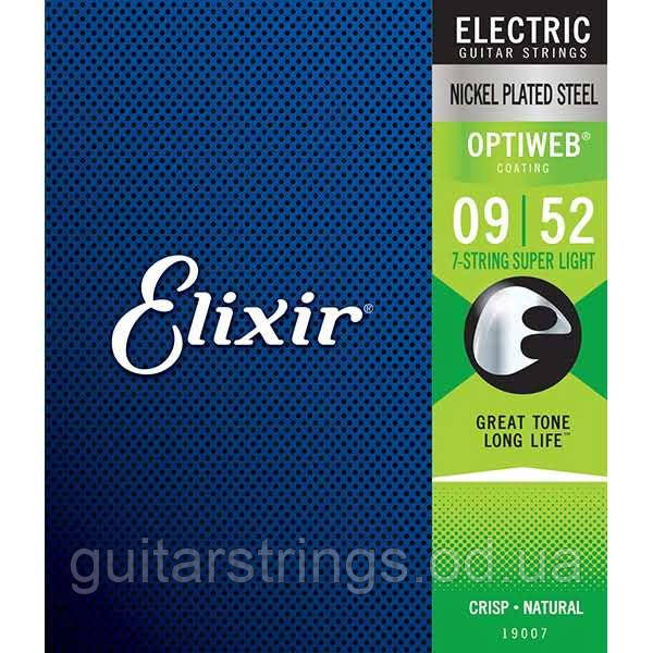 Струны Elixir 19007 Optiweb Nickel Plated Steel 7-String Super Light 9-52, фото 1