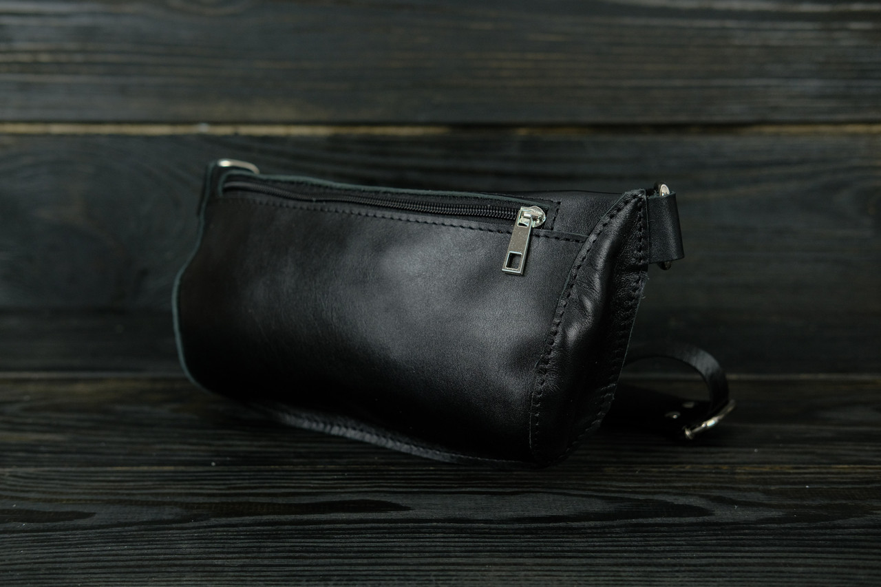 Шкіряна сумка "Модель №70 міні" з фастексом, натуральна Гладка шкіра, колір Чорний