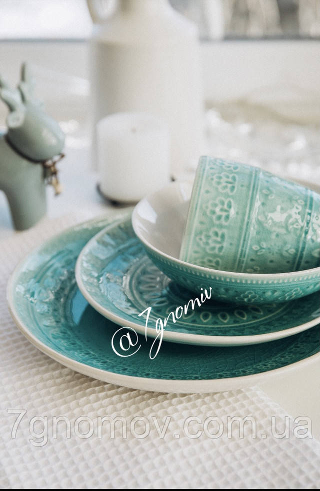 Салатник керамічний блакитний Лагуна 17.5 см