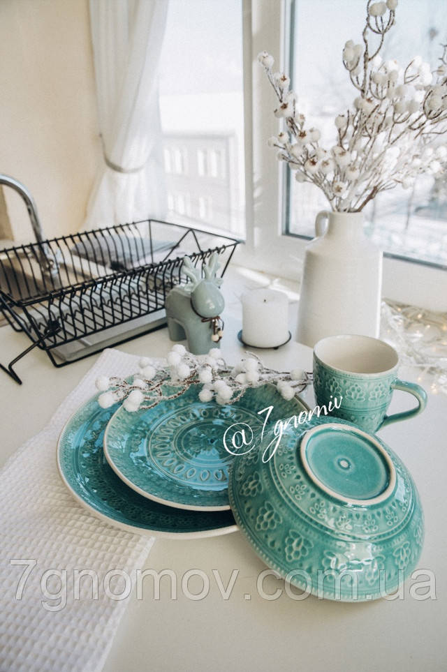 Салатник керамічний блакитний Лагуна 17.5 см