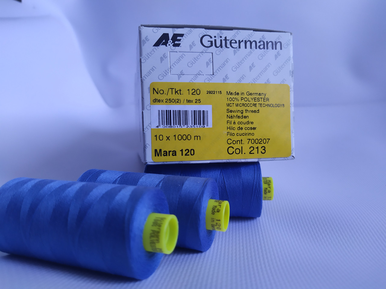 Нитки армир GUTERMANN MARA №120 1000м col 0213 голубой - фото 8 - id-p1627457384