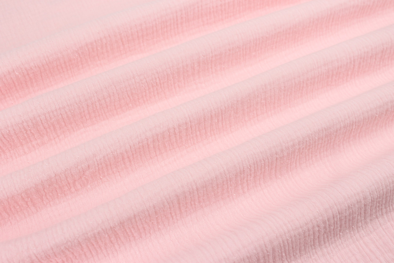 Муслін однотонний двошаровий жатий, колір світло-рожевий, ширина 140 см No МЖ-3-15, фото 1