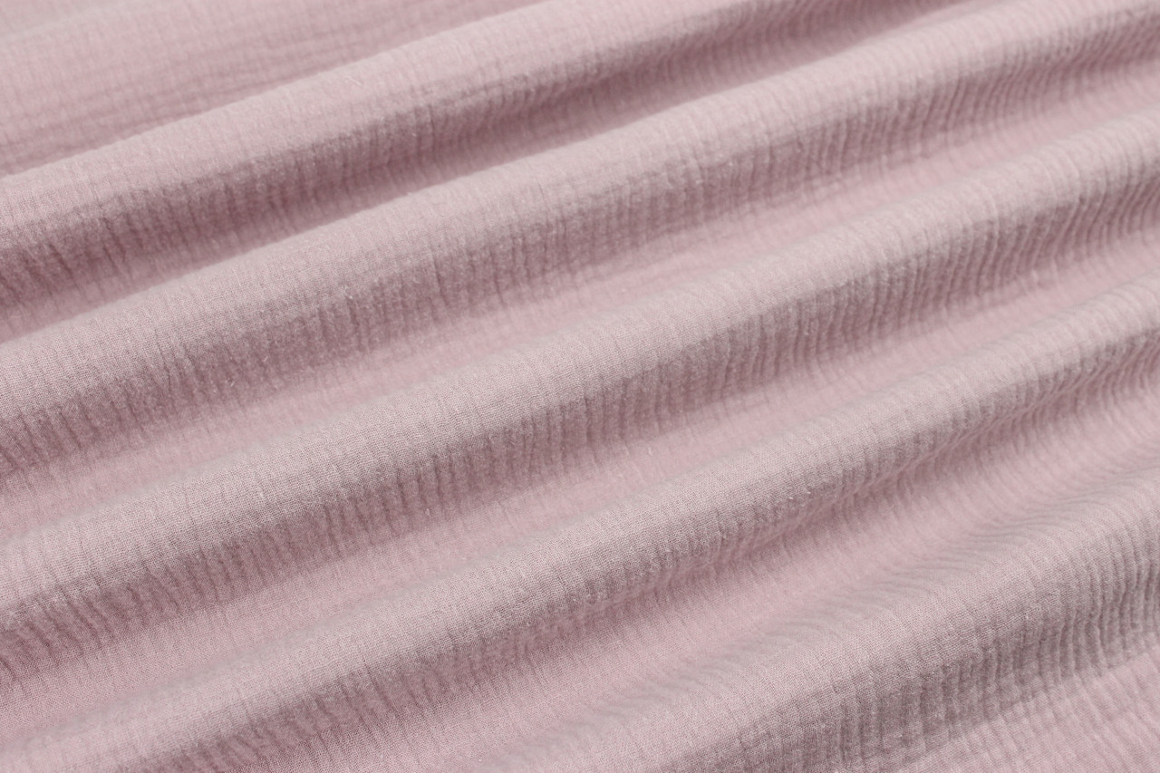 Муслін однотонний двошаровий жатий, колір брудно-рожевий, ширина 140 см No МЖ-3-16, фото 1
