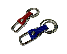 Карабін/брелок з подвійним кільцем для ключів металевий/8.2см:Синій, фото 2