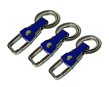 Карабін/брелок з подвійним кільцем для ключів металевий/8.2см:Синій, фото 3