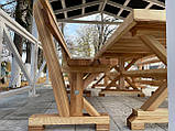 Дерев'яний садовий комплект 3м з ясена (Стіл та 2 Лавки) "Пісочний годинник". Колір: Льняна олія, фото 7