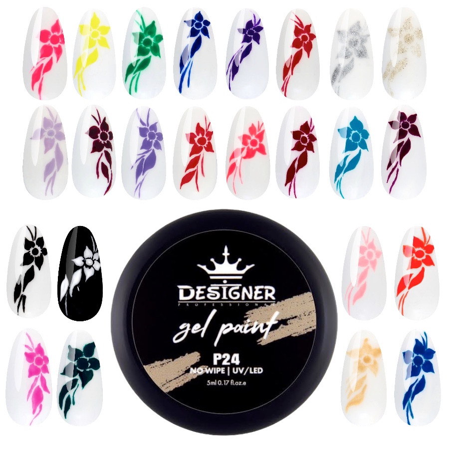 Гель - фарба Дизайнер Gel Paint для дизайну та розпису нігтів (no wipe, без липкого шару), 5 мл., фото 1