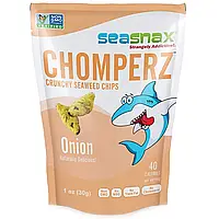 SeaSnax, Chomperz, хрустящие чипсы из морских водорослей, с луком, 1 унций (30 г) Киев