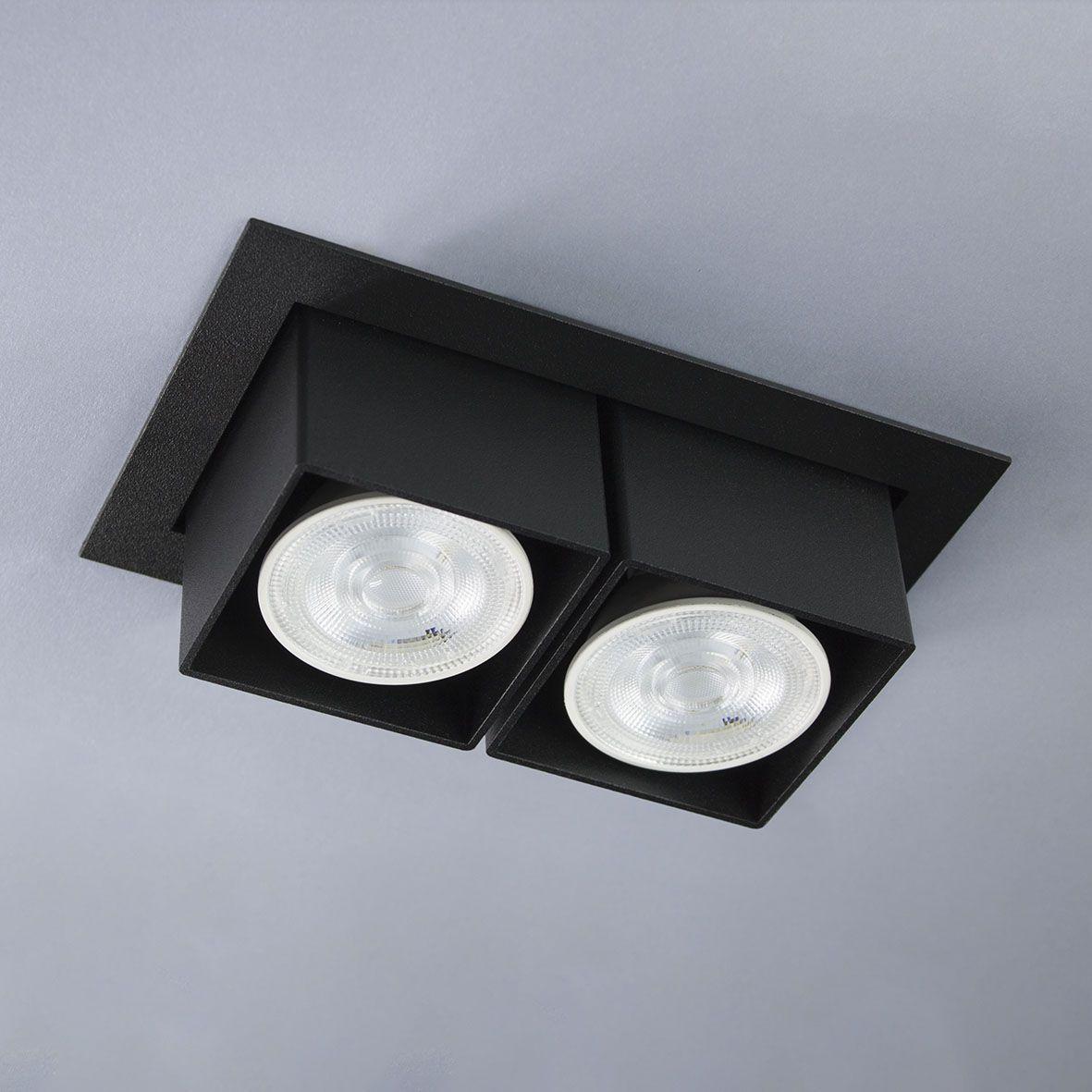 Точковий врізний світильник подвійний 155x90мм 40мм глб.врз. MR16 Чорний 304213.05.05