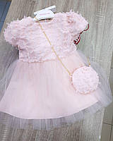 Платье для девочки нарядное с сумочкой в розовом цвете