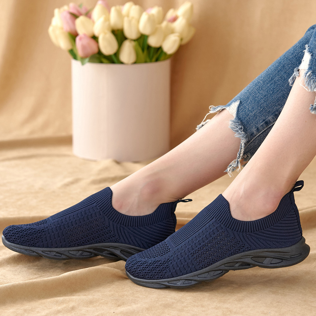 Жіночі сліпони мокасини на літо сині текстильна сітка
