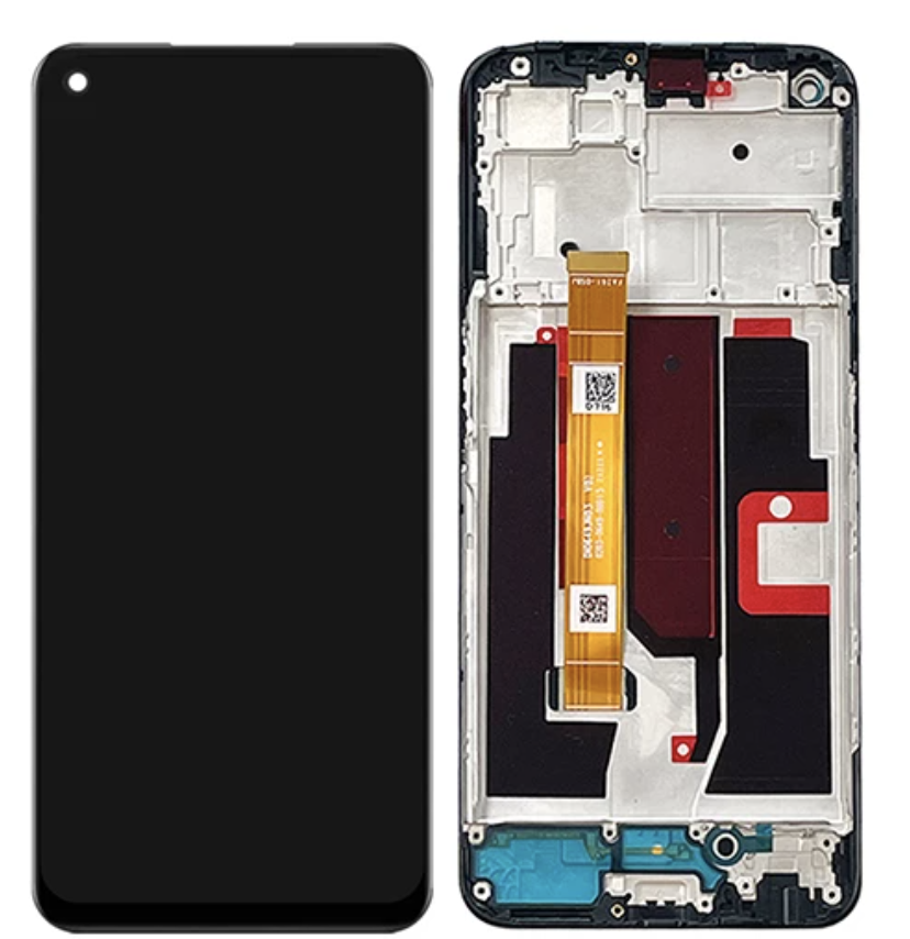 Дисплей (екран) для Oppo A74 5G + тачскрин, чорний, оригінал (54) з передньою панеллю