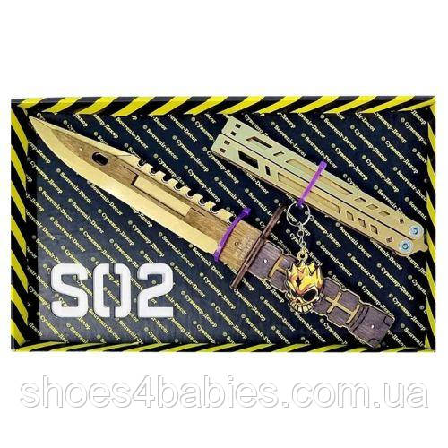 BOX Сувенірні ножі "Метелик LEGACY & M-9 BAYONET GOLD"