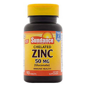 Цинк-хелат Sundance Chelated Zinc Gluconate 50 мг 90 таб.